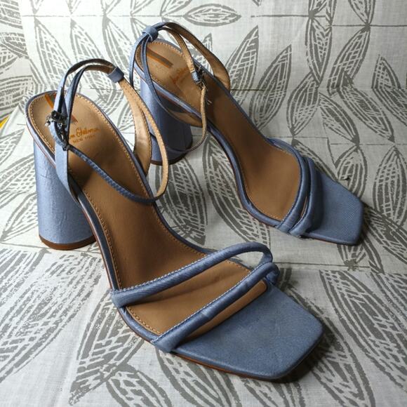 Sam Edelman Kia Heels Strappy Sandals Blue Strappy Round Heels - Picture 2 of 12